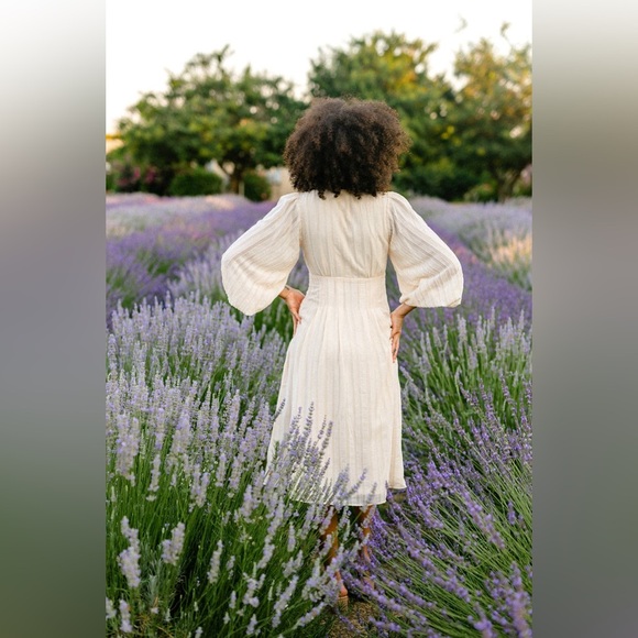 NEW Morning Lavender Valerie Buttoned Midi Dress in Cream Women’s Plus Size 1X - Picture 4 of 13